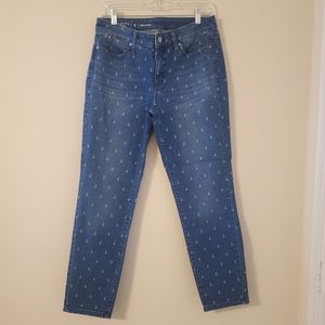Talbots Flawless Slim Ankle Jeans Anchor Print Hugh Rise